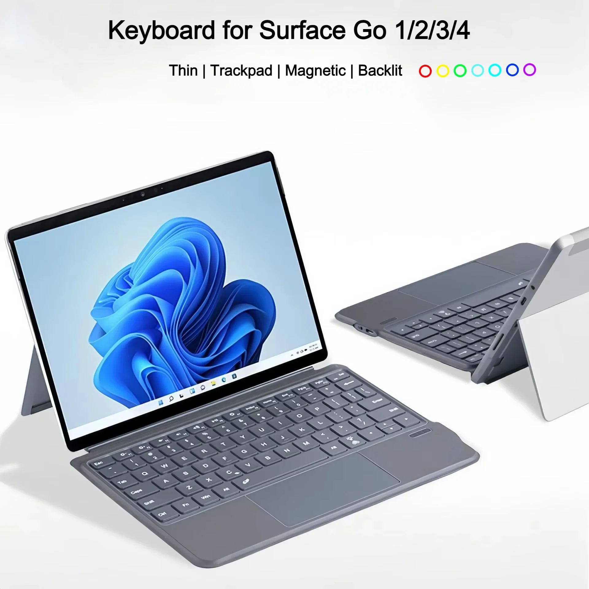 

Клавиатура с трекпадом с магнитной подсветкой для Microsoft Surface Go1/2/3/4, беспроводная красочная Bluetooth-клавиатура с подсветкой, защитный чехол