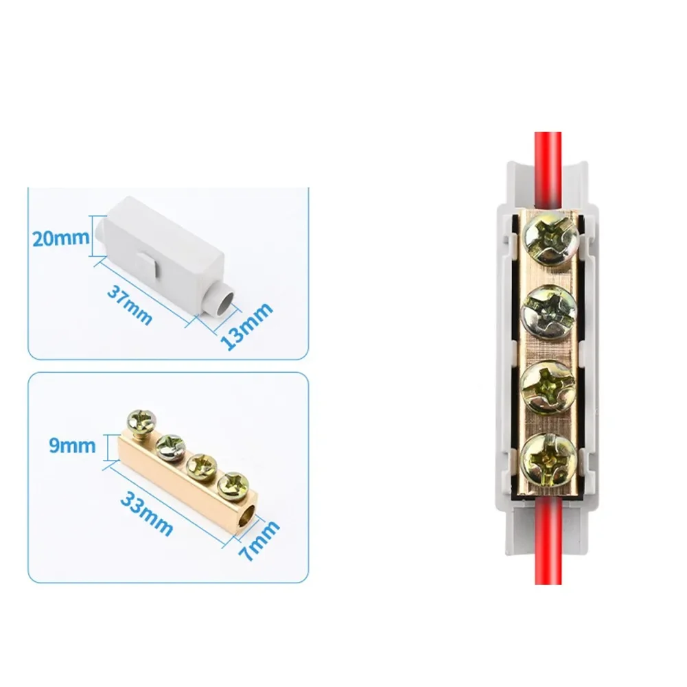 100A 1000V Brass Terminal Block 5Pcs Double Screw Wire Connector For Industrial Household Electrical Wiring Connection Accessory