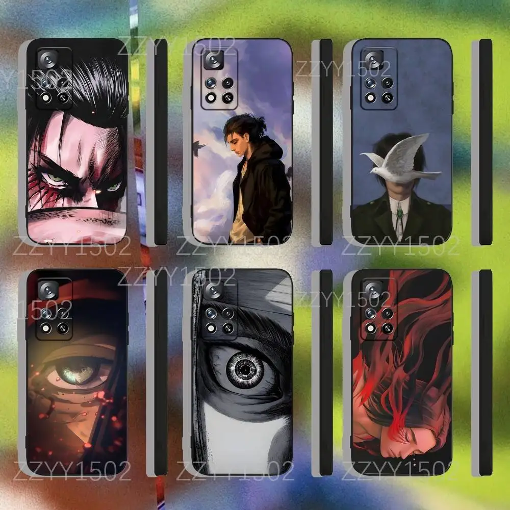 

A-Attack On Titan E-Eren Yeager Phone Case For Samsung S25,S24,Ultra,S20,S30,Plus,S22,S23,Ultra,Plus,5G Black Silicone Soft