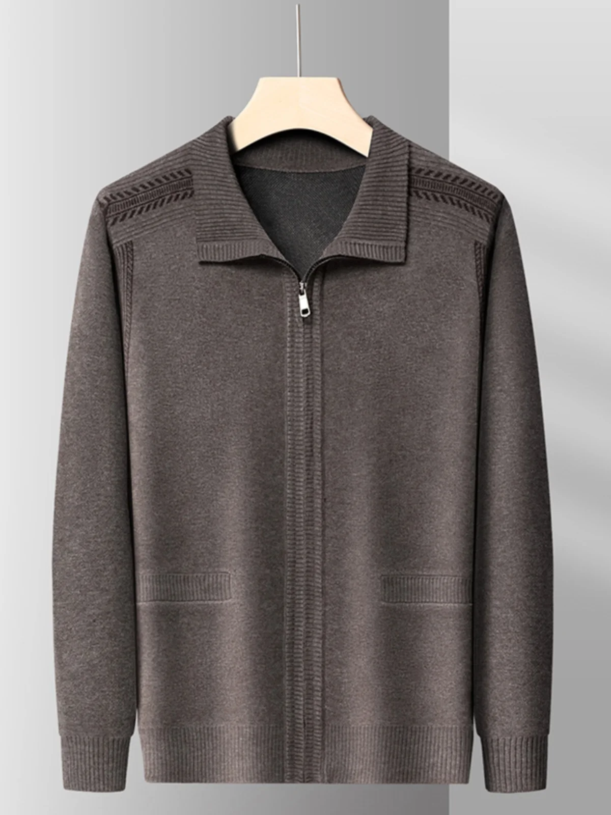 

Утепленный вязаный кардиган на молнии, теплый зимний свитер для мужчин среднего и старшего возраста, повседневное пальто в стиле дедушки