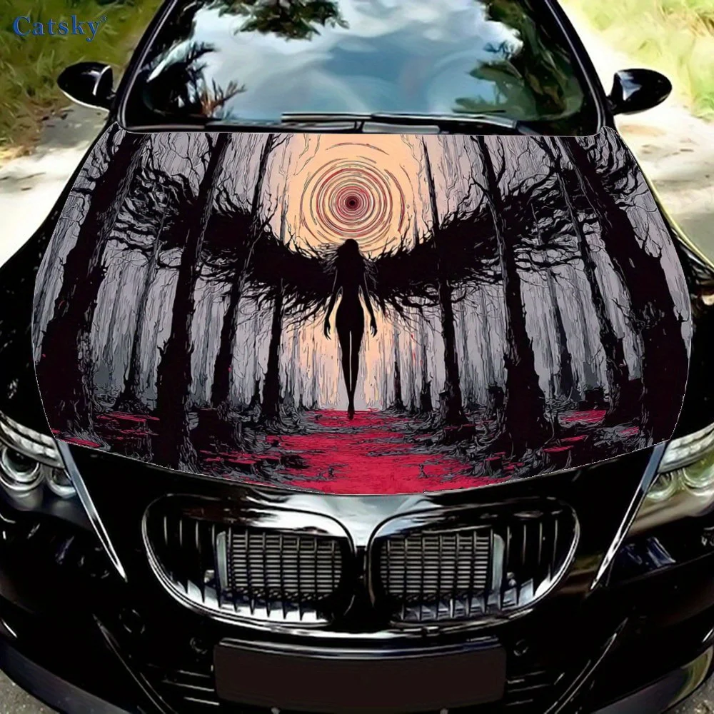 

The dark forest blood shadow frightened the soul Car hood packaging sticker, PVC material, self-adhesive waterproof, anti-slip p