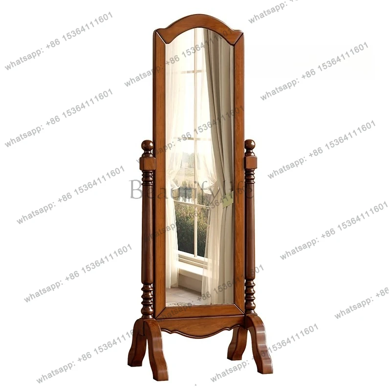 

American retro solid wood full body mirror floor bedroom home high definition vertical fitting mirror high-end fashion