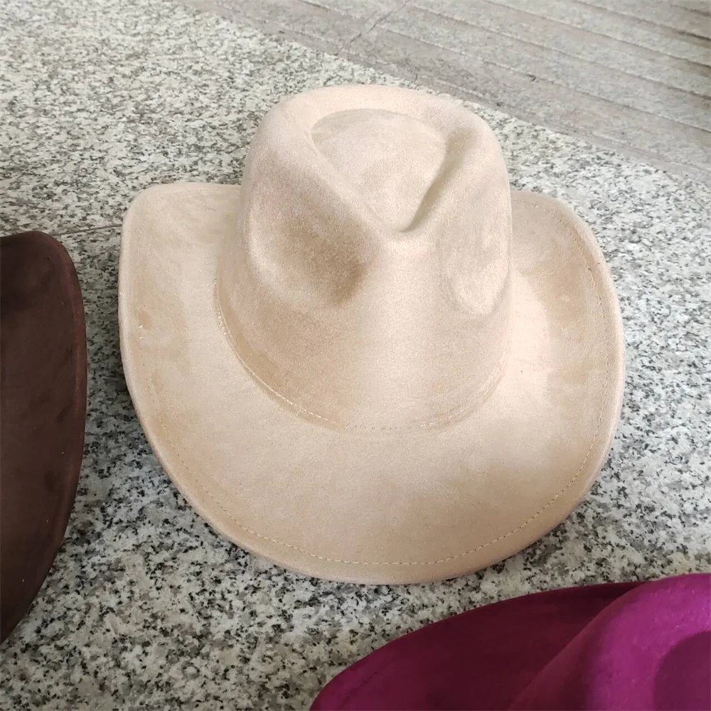 Klassiek Suède 7,5 cm Western Cowboy Dames Fedora Hoed Heren Kerk Jazz Hoed Mode Reizen Feesthoed Denim Hoed 2025