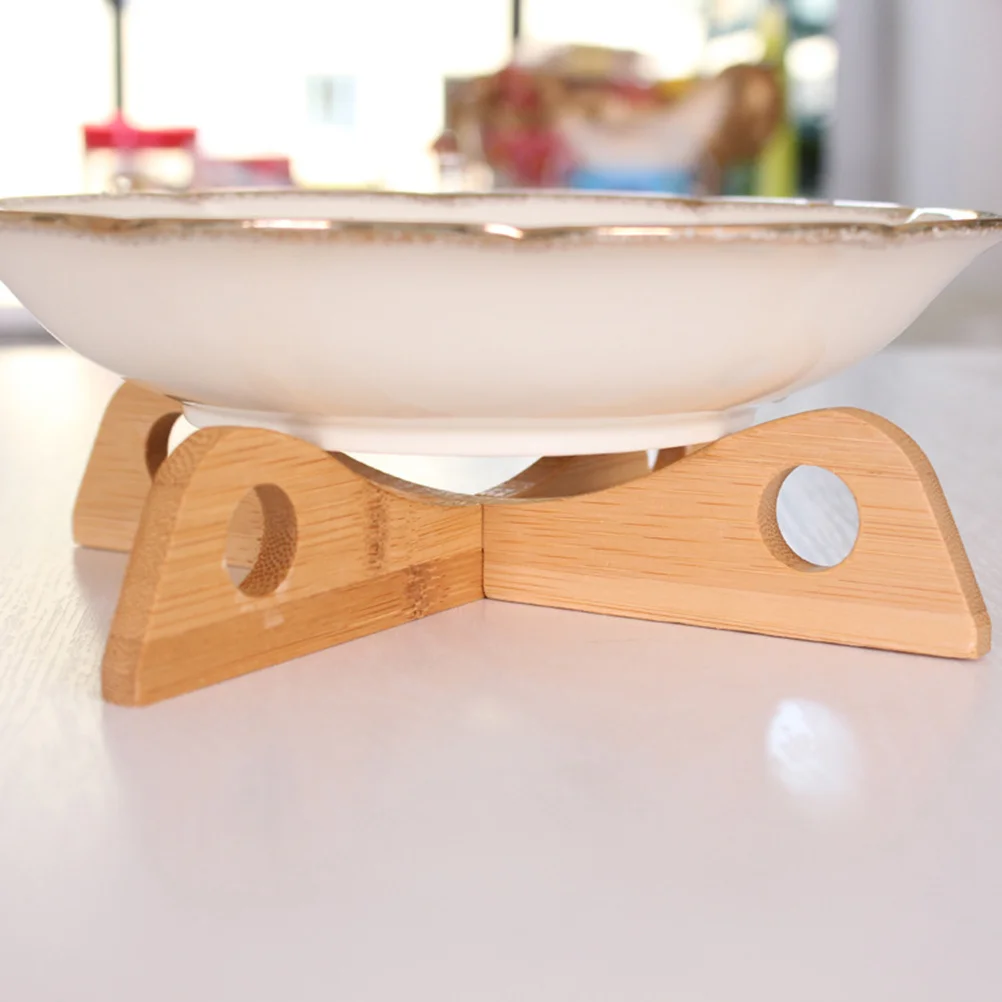 1pc Wooden Dish Rack Tableware Bottom Plates Shelving Racks Tray Cross Pot Rack Kitchen Accessories Wood Dish Rack