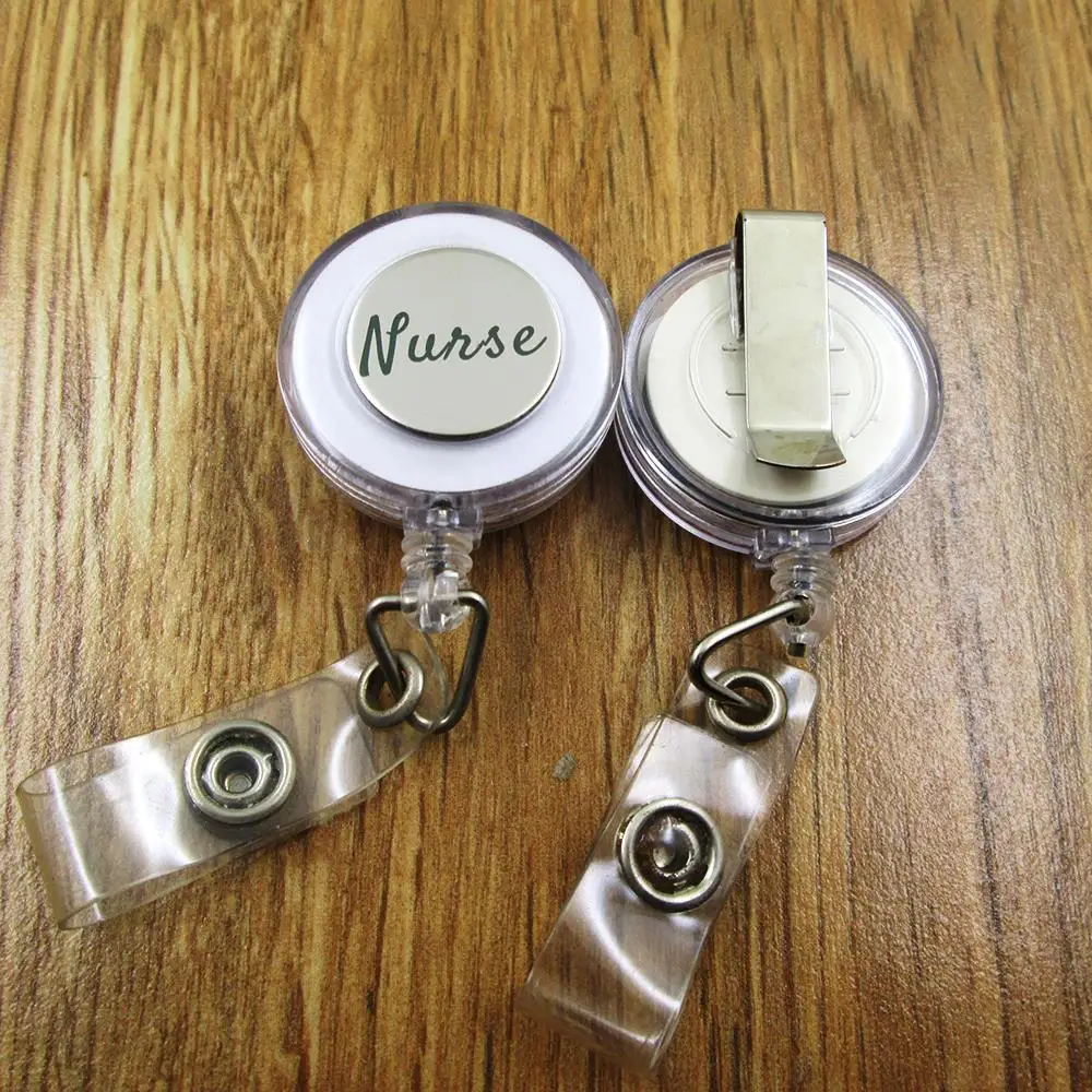 3pcs/lot Nurse Version 2 Stainless Steel Charm Retractable Recoil Id Badge Bolder Credential Pass Nurse Accessories Occupation