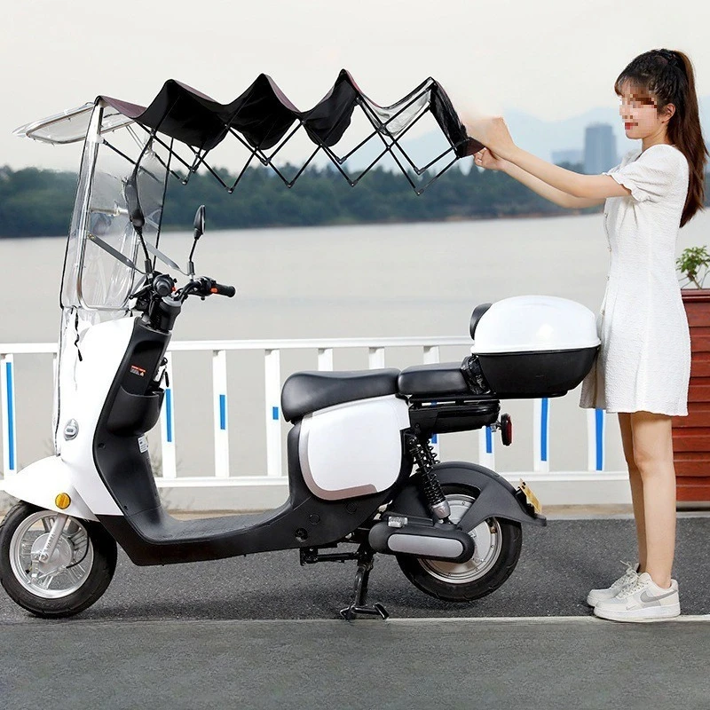 

Electric vehicle canopy collapsible shrinkable canopy motorcycle thickened sunscreen windshield umbrella canopy