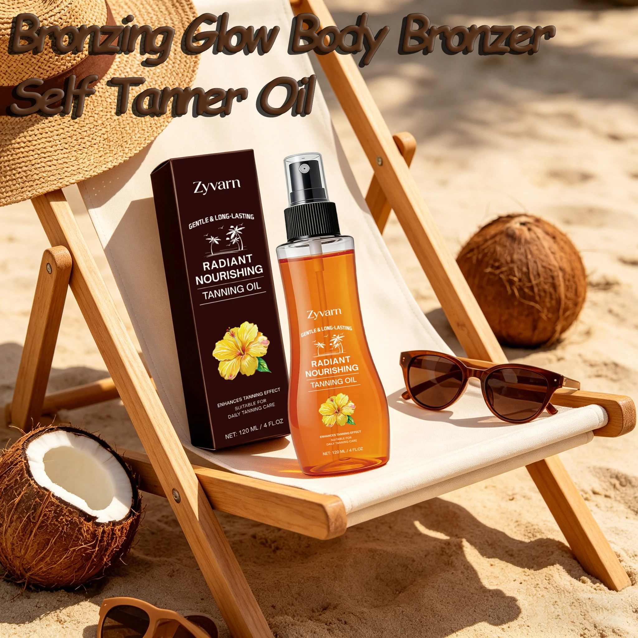 Aceite bronceador nutritivo para el sol, aceite bronceador de larga duración, brillo radiante, cuidado hidratante para la piel, para sesiones de bronceado en la playa al aire libre