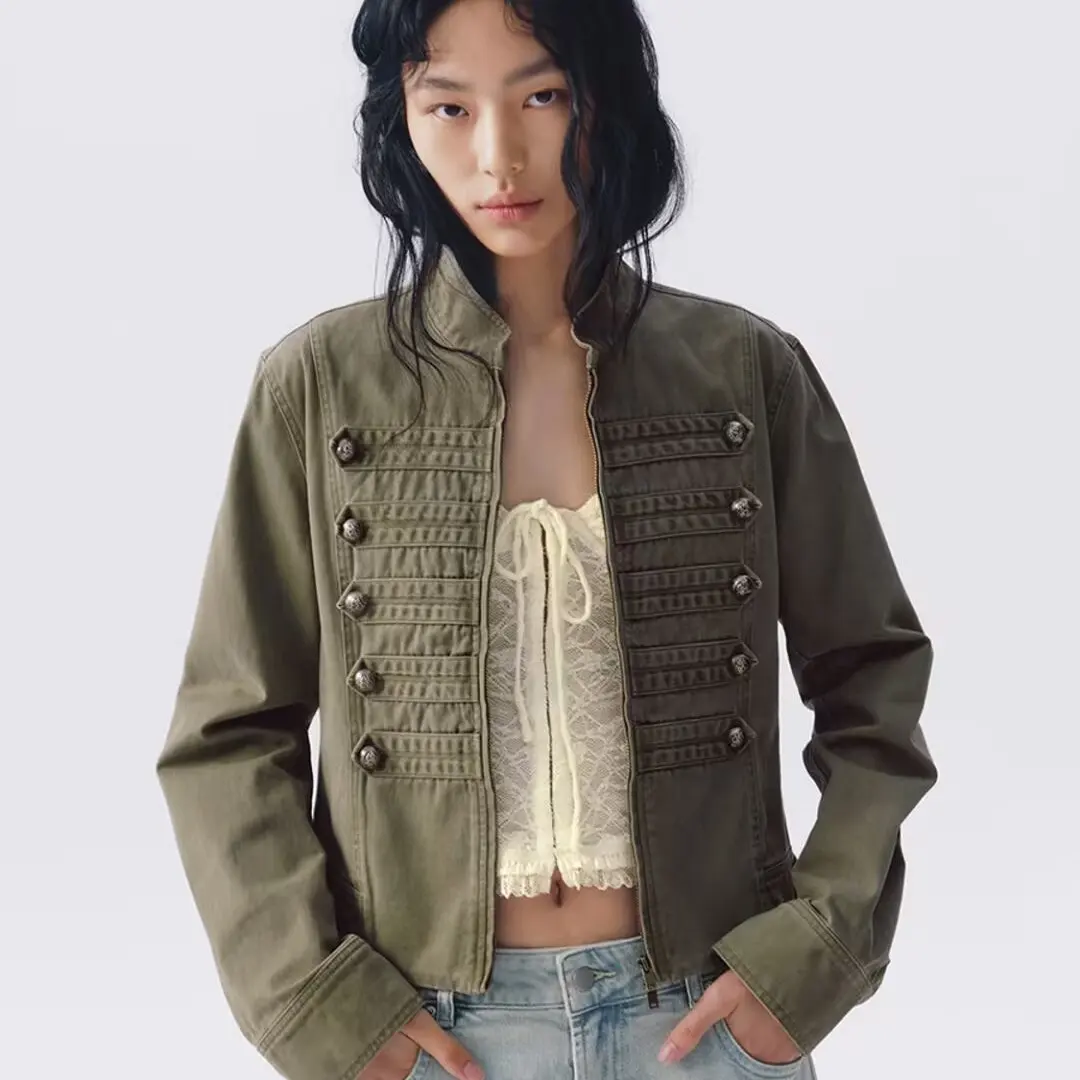 Fashionable Zipper Stand Collar Jacket Women's Short Outerwear Spring Summer New Arrival Versatile Simple Design Polyester Fiber