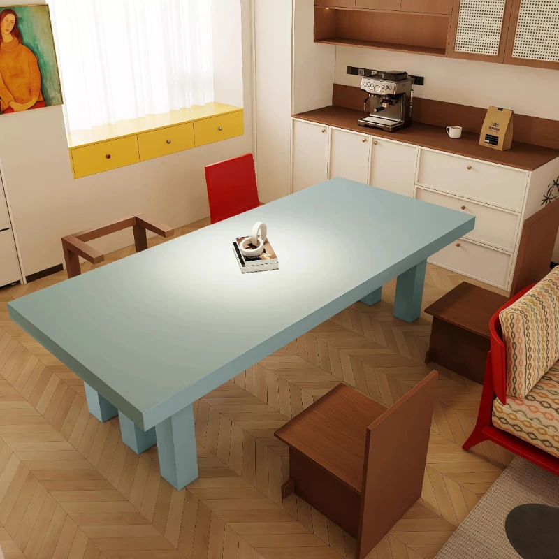 Dining table living room household modern simple small apartment rectangular table solid wood negotiation table