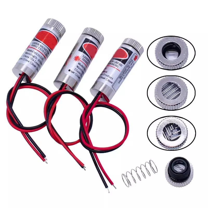 650nm 5mW จุดสีแดง/สาย/โมดูลเลเซอร์ข้ามหัวแก้วเลนส์โฟกัสปรับโฟกัสเลเซอร์ไดโอดหัวอุตสาหกรรม Class