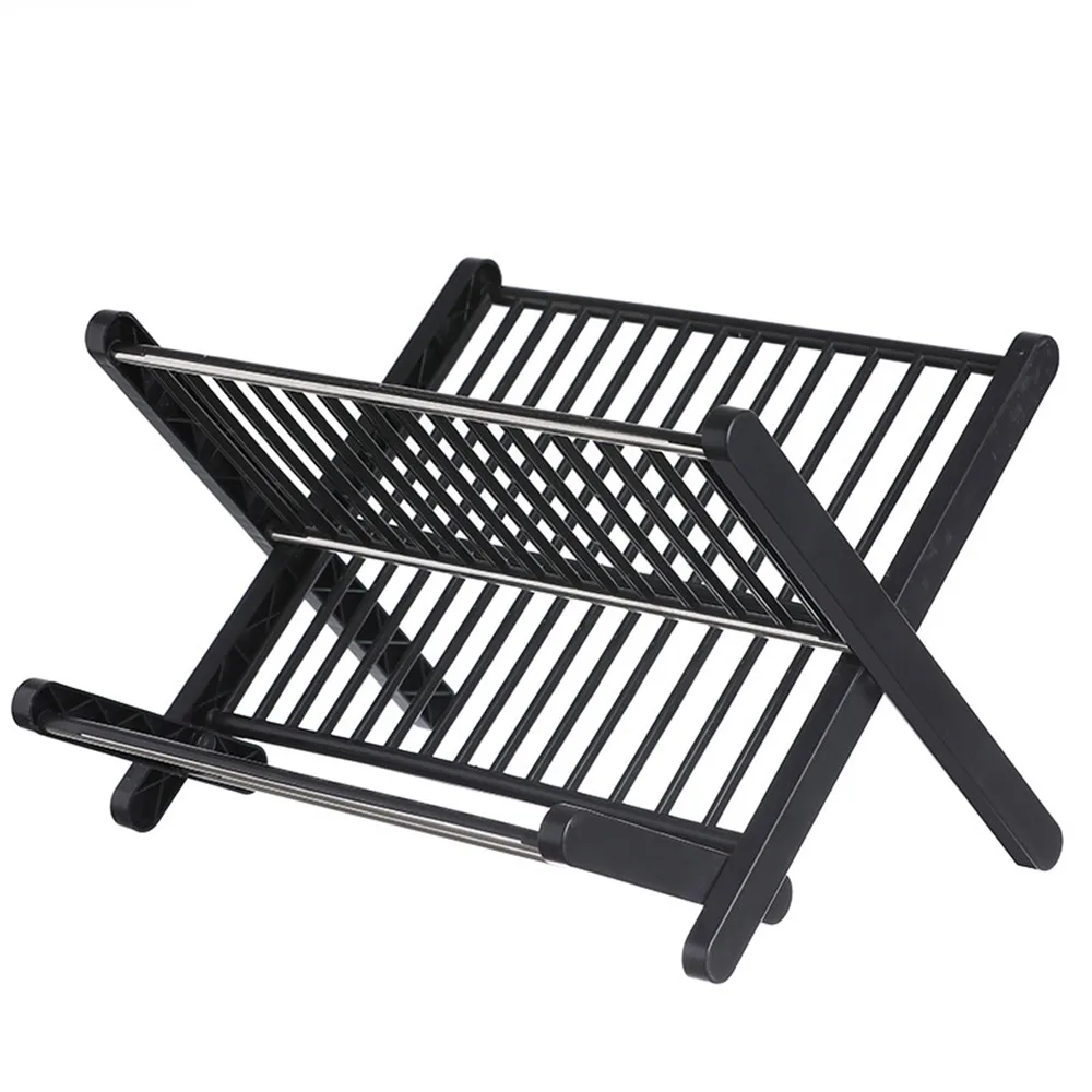 

X-Type Folding Bowl Draining Stand Plastic Large Capacity Plate Drain Holder with Drip Tray Space Saving Tableware Drying Holder