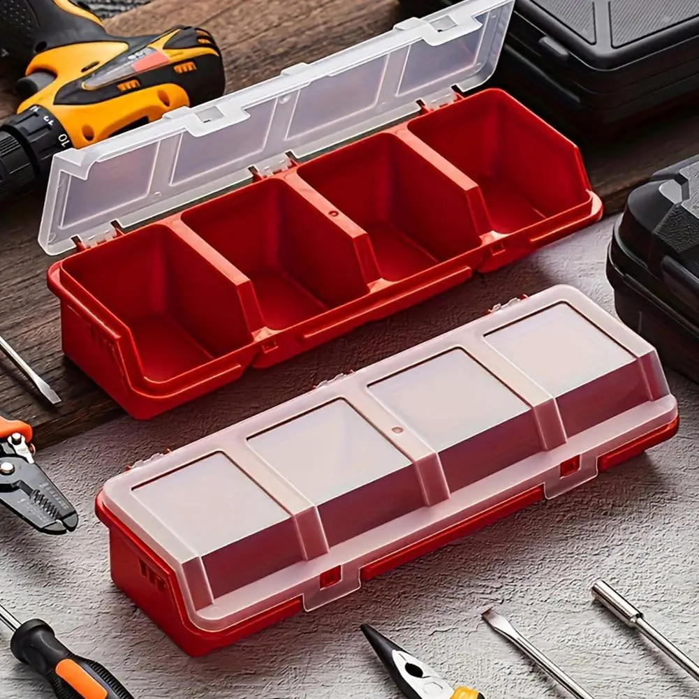 1Pcs  Multi-Compartment Organizer Box For Screws & Small Parts With Cover Hardware Accessories Toolbox Case Components Sort Tool