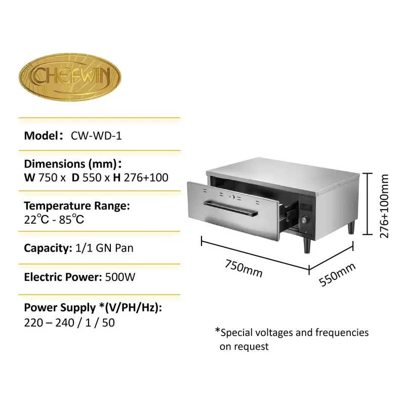 Multi Functional 1 Layers GN Stainless Steel Drawer Warmer for Restaurant Hotel Commercial Catering Drawer Warmer