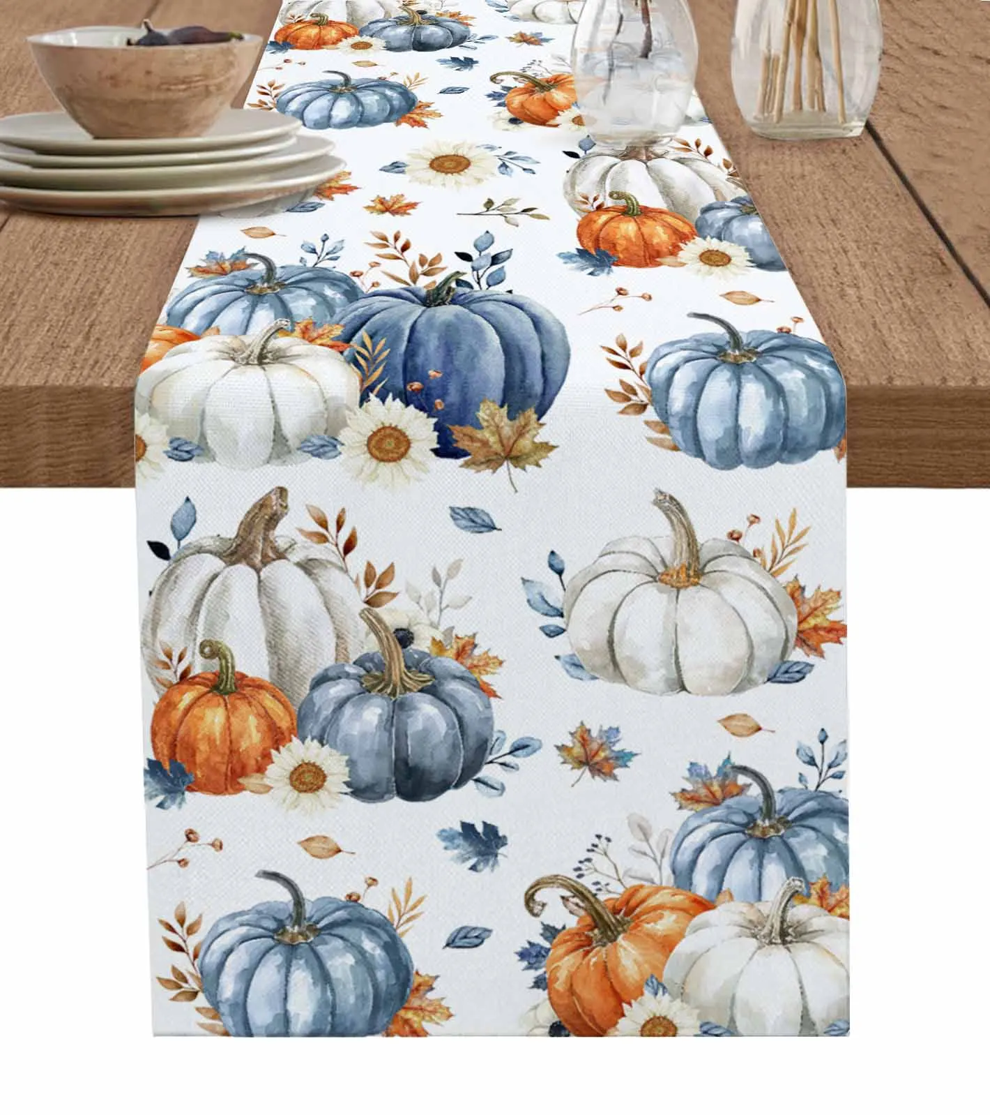 

Thanksgiving Autumn Leaves Sunflower Pumpkin Grain Table Runner Decoration Home Decor Dinner Table Decoration Table Decor