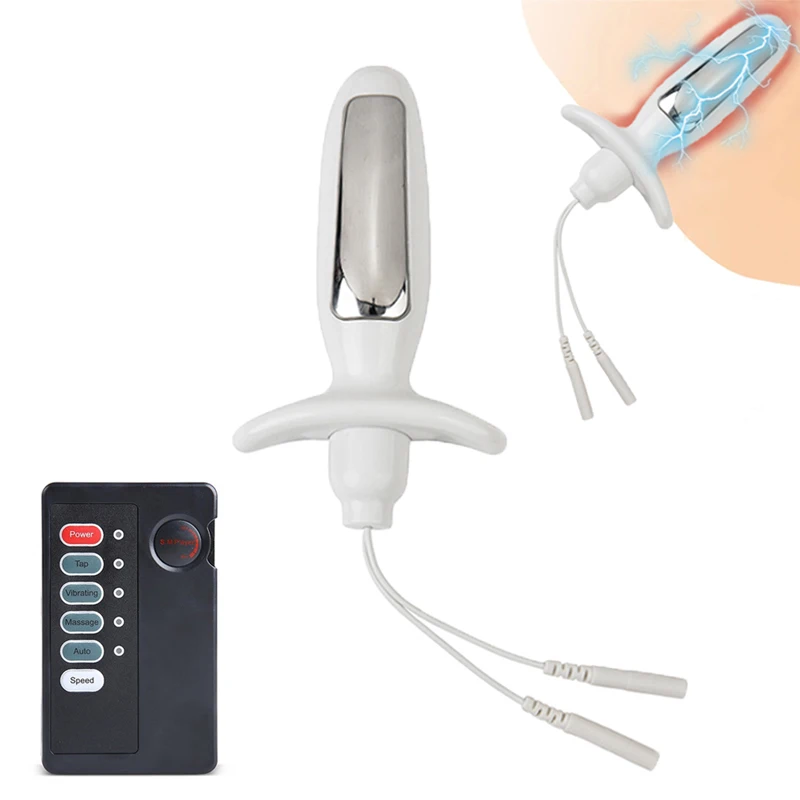 Electric Shock Estim Anal Beads Butt Plug Vaginal Electro Bi-polar Anal Plug Stimulator Medical Themed Massager Sex Toy