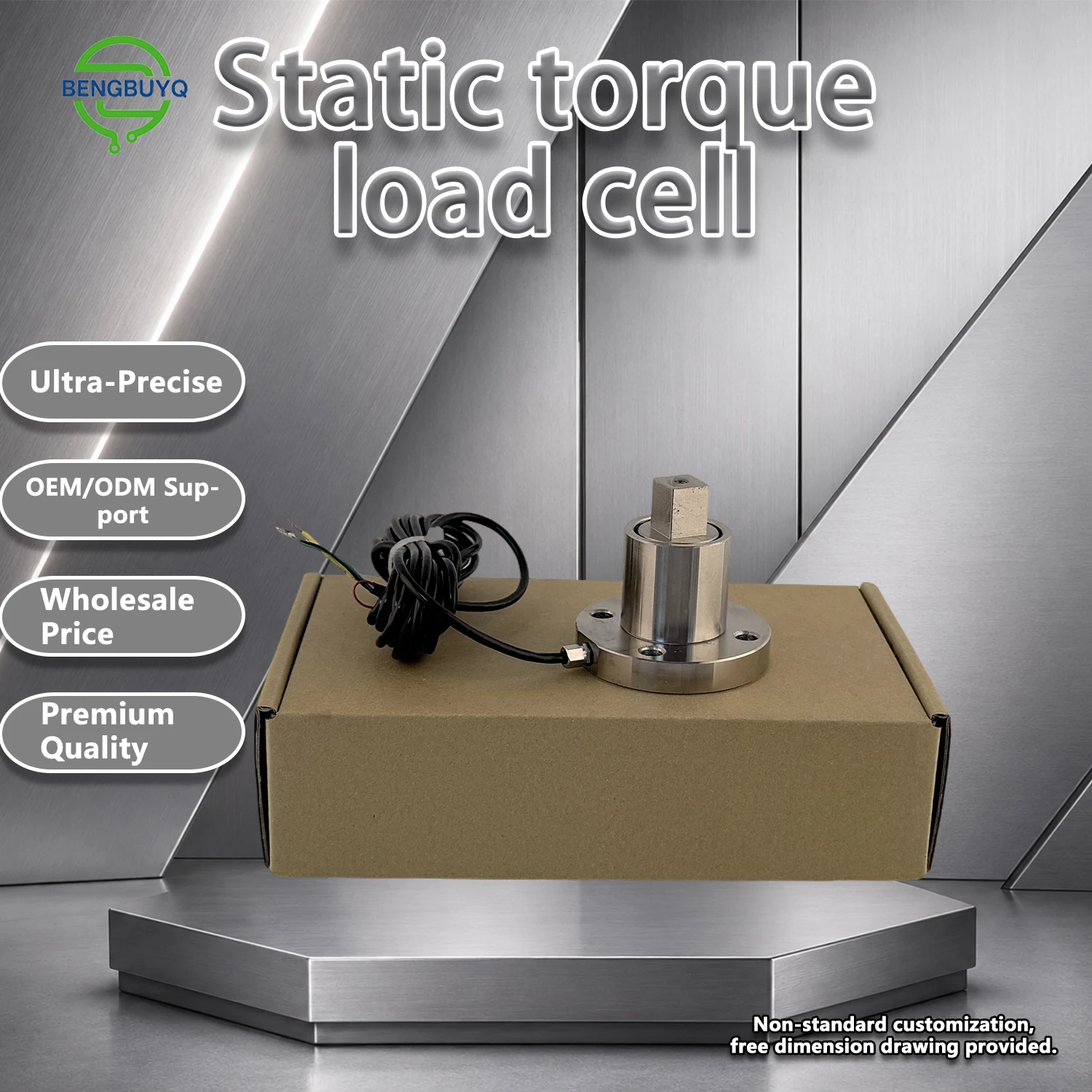 High Precision Static Torque Sensor 0-2000Nm Flange Type Square Drive Torque Transducer for Bolt Tightening Detection