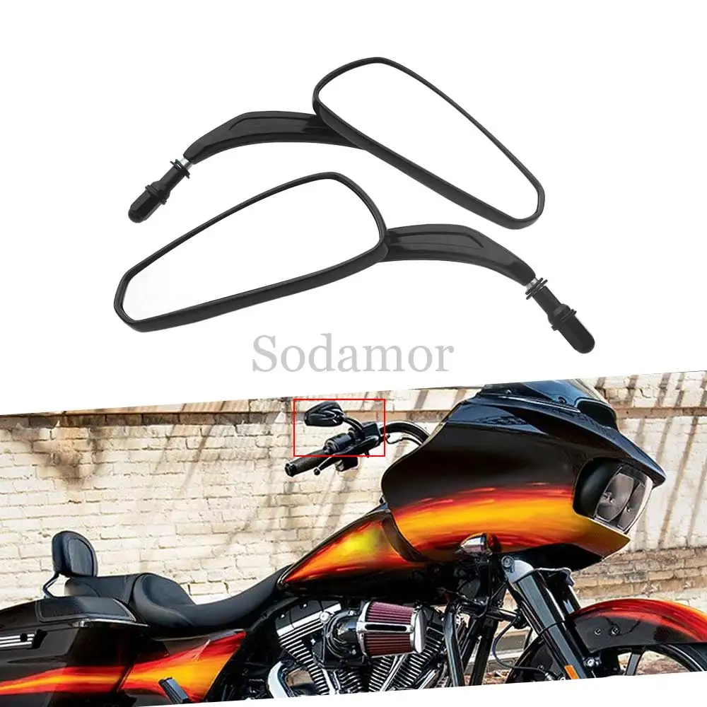 Для Harley Touring Softail Sportster Trike 1984-2023 1 пара 8 мм черное заднее зеркало заднего вида с широким обзором левое и правое Для Harley Touring Softail Sportster Trike 1984-2023 1 пара 8 мм черное заднее зеркало заднего вида с широким обзором левое и правое