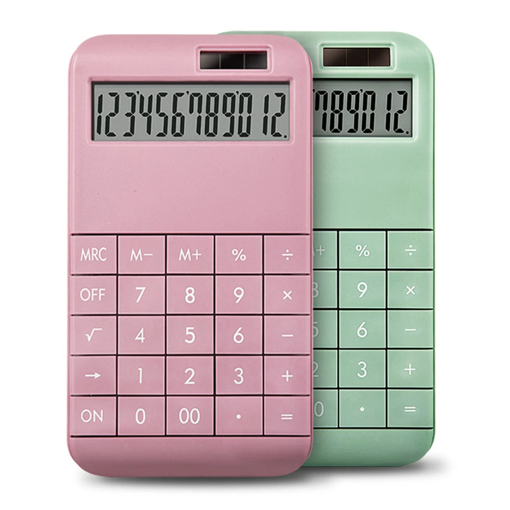 12-stelliger Desktop-Rechner Dual-Power-LCD-Display für Home-Office-Grün