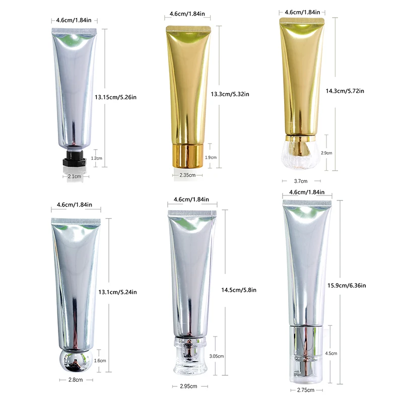1pc Goud Zilver Lege Hervulbare Plastic Zachte Buizen Knijpbare Fles Cosmetische Container Voor Gezichtsreiniger Lotion Handcrème