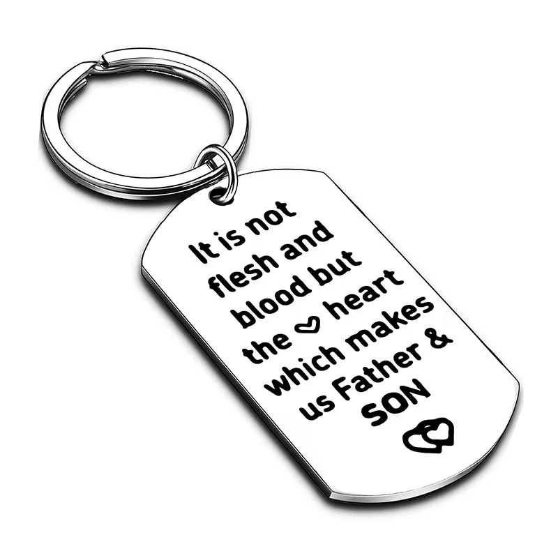 Stepdad Keychain Key Tags Father’s Day Gifts for Stepfather Father in Law from Daughter Son The Heart Which Makes Us Father &Son