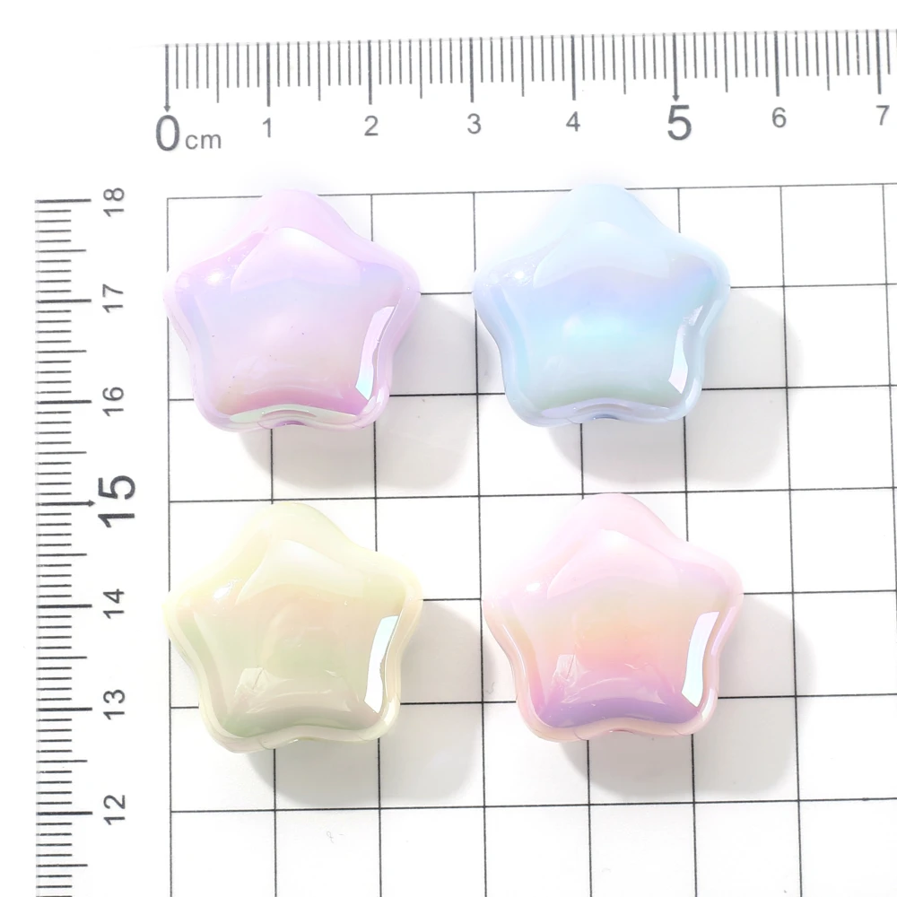 10Pcs 24mm Acrylic AB Colorful Pentagram Beads Loose Spacer Beads For Jewelry Making DIY Handmade Necklace Bracelet Earrings