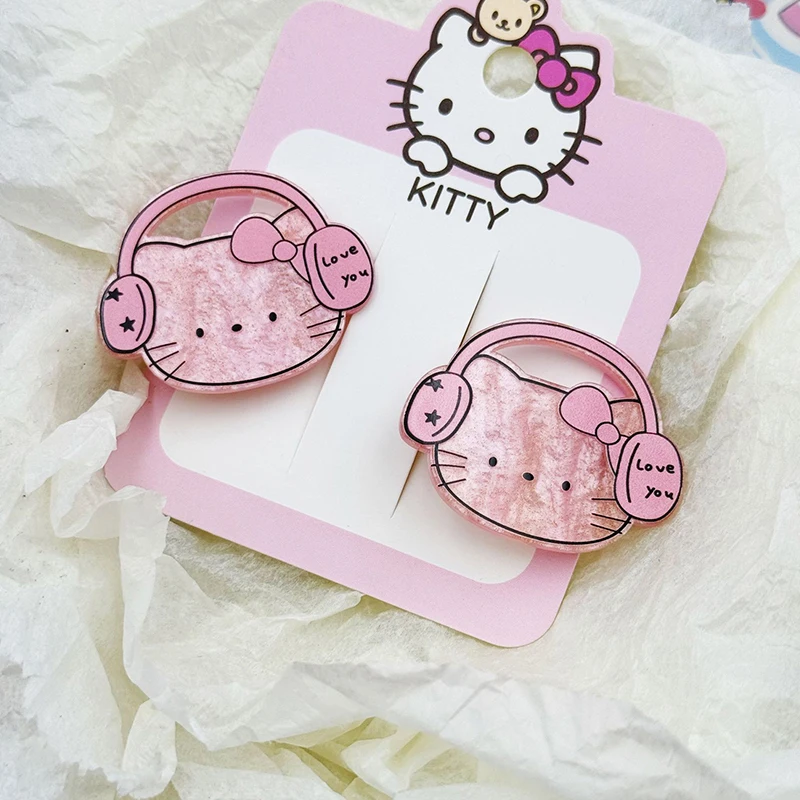 Sanrio Hello Kitty 1/2ชิ้นสำหรับผู้หญิงหญิงสาวกิ๊บติดผมหน้าม้าด้านหวานน่ารักของขวัญเครื่องประดับผมทุกวัน