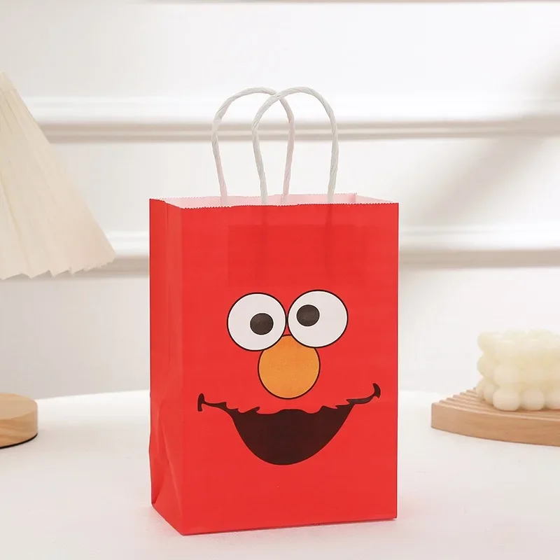 1/3/6pcs Sesame Street Kids Birthday Party Gift Bags Cartoon Paper Bag Handles Candy Bags Baby Shower Festival Party Supplies