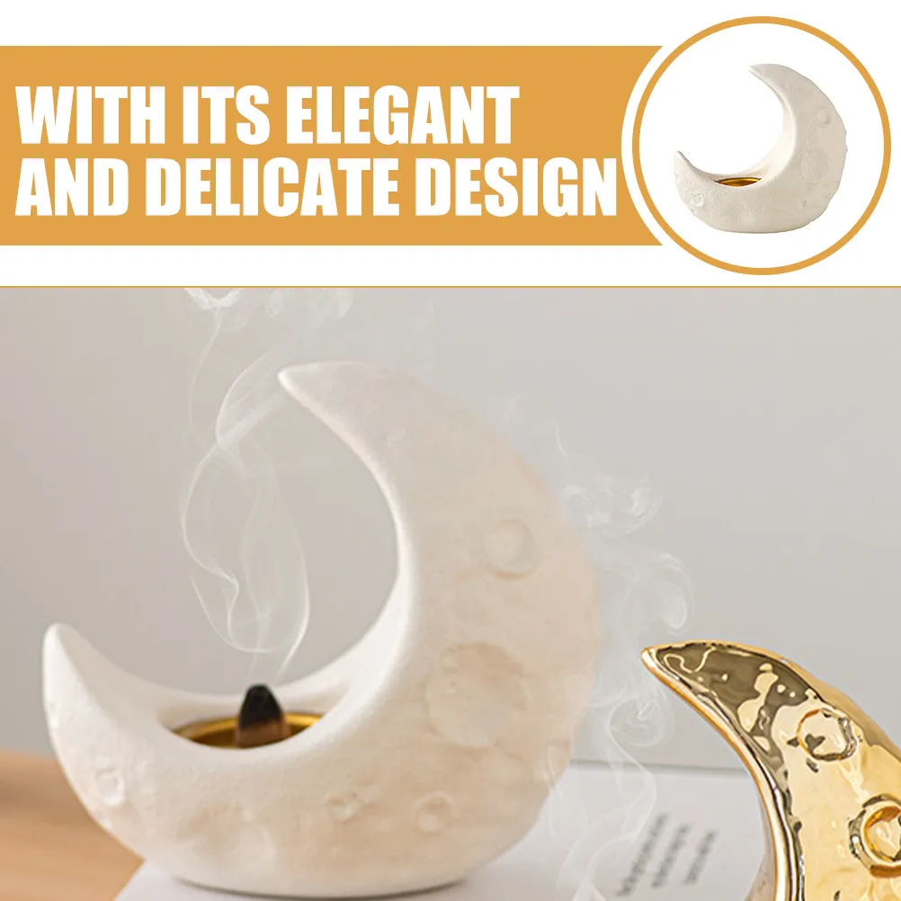Elegant Moon Design Ceramic Incense Burner Holder for Incense Cones Arabic Bakhoor Burner Desktop Ornament Study Bedroom Sauna