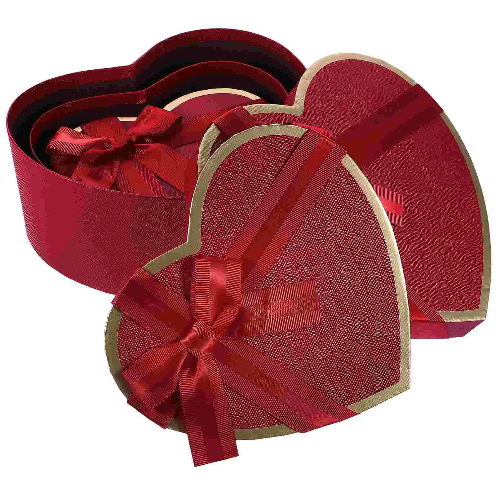 

3 Pcs Gift Box Boxes for Packing Wrapping Clothing Gifts Presents Christmas Heart Shaped Flowers Heart-shaped