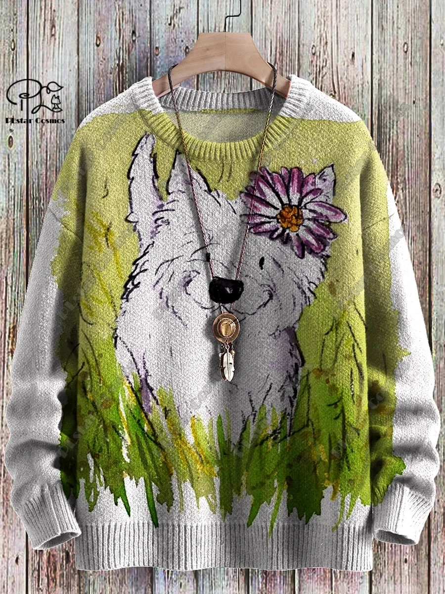 Neue tierische Serie 3d gedruckt Retro niedlichen Hund Kunstdruck authentischen hässlichen Pullover Winter lässig Unisex Pullover G-1