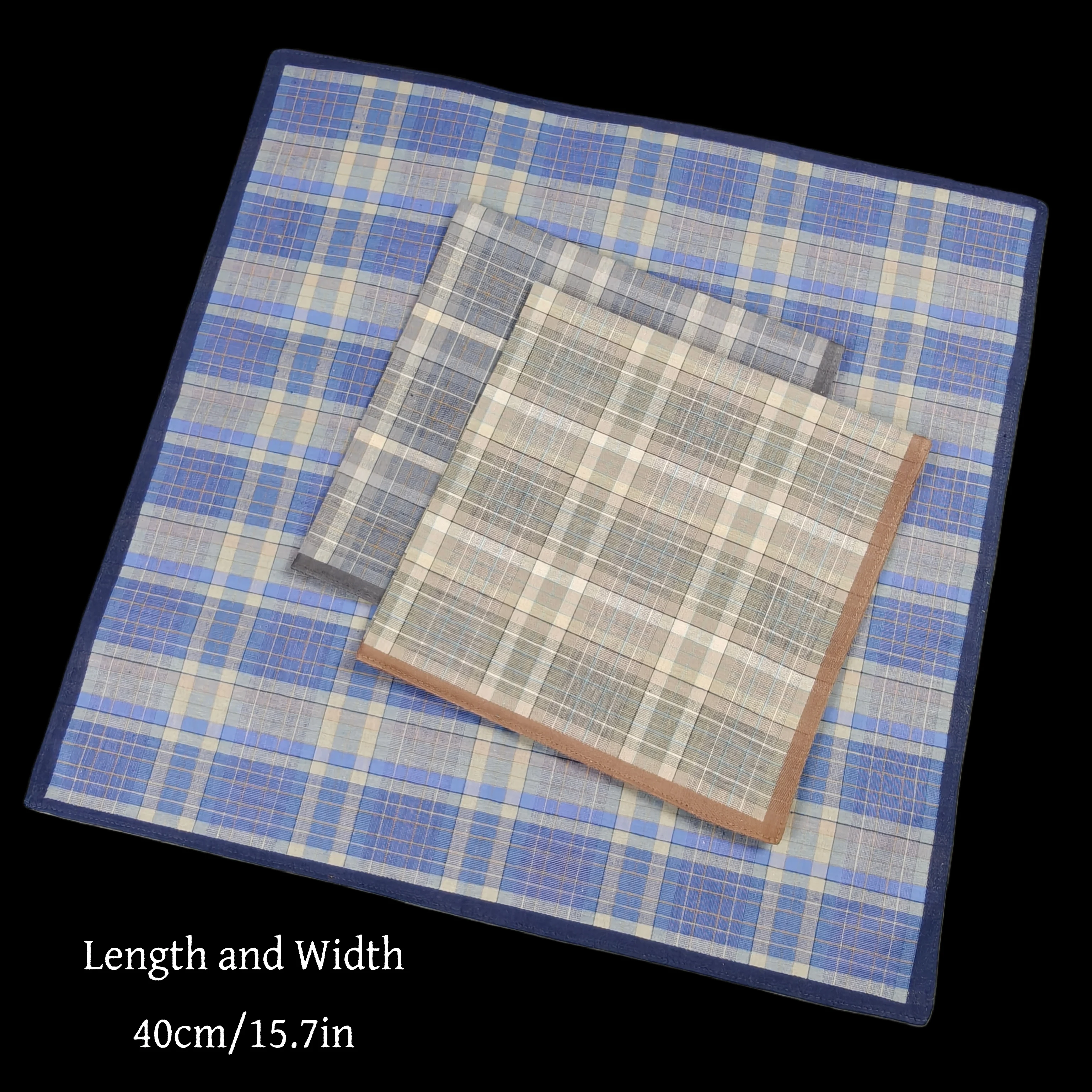 12PCS Stofftaschentuch Dünner Stil Herren Business Plaid Western Tuch Outdoor Dekoratives Taschentuch Weicher Schweiß 15,7 Zoll