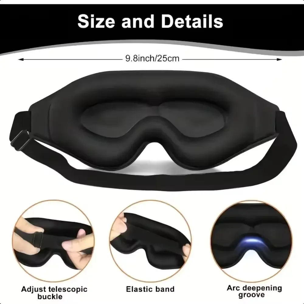 3D Eye Mask, Comfortable & Breathable Sleep Mask with Nose Pad, Adjustable Size Eye Cover for Sleeping, Travel & Nap, Blackout view 2