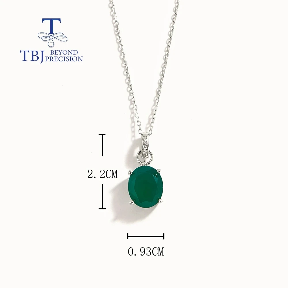 تصميم بسيط قلادة من حجر العقيق الأخضر الطبيعي والأحجار الكريمة 925 مجوهرات فضية فاخرة للنساء والفتيات هدايا للارتداء اليومي