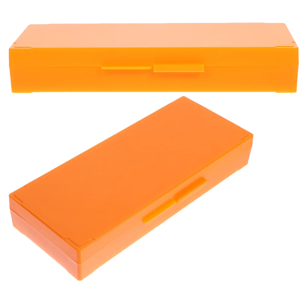 

2 Pcs Slides Box Microscope Storage Holder High Quality Rack Accessories Orange Case