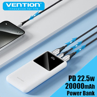 Vention Power Bank 20000mAh USB C 22.5W PD Fast Charging for iPhone Xiaomi Samsung Portable Powerbank External Auxiliary Battery