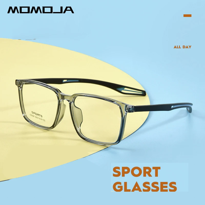 MOMOJA New Retro Fashion Ultra Light TR90 Eyewear Silica Gel Sports Optical Prescription Glasses Frame For Men Eyeglasses G6206