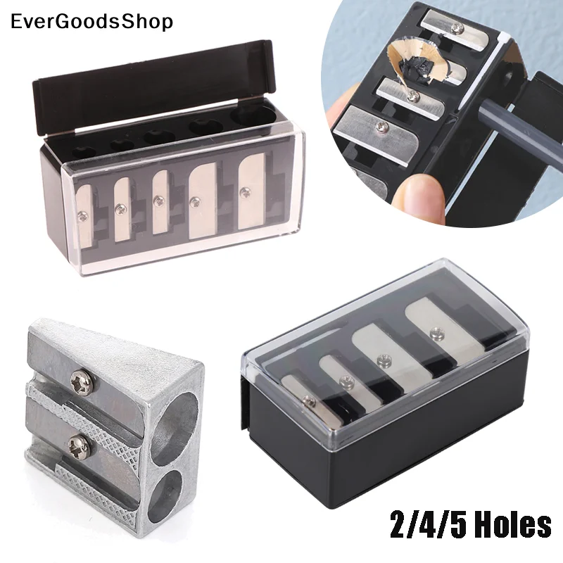 New 1pc 2/4/5 Holes Sharpener Multi-functional Pencil Sharpener With Lid For Eyeliner Lipliner Pencils
