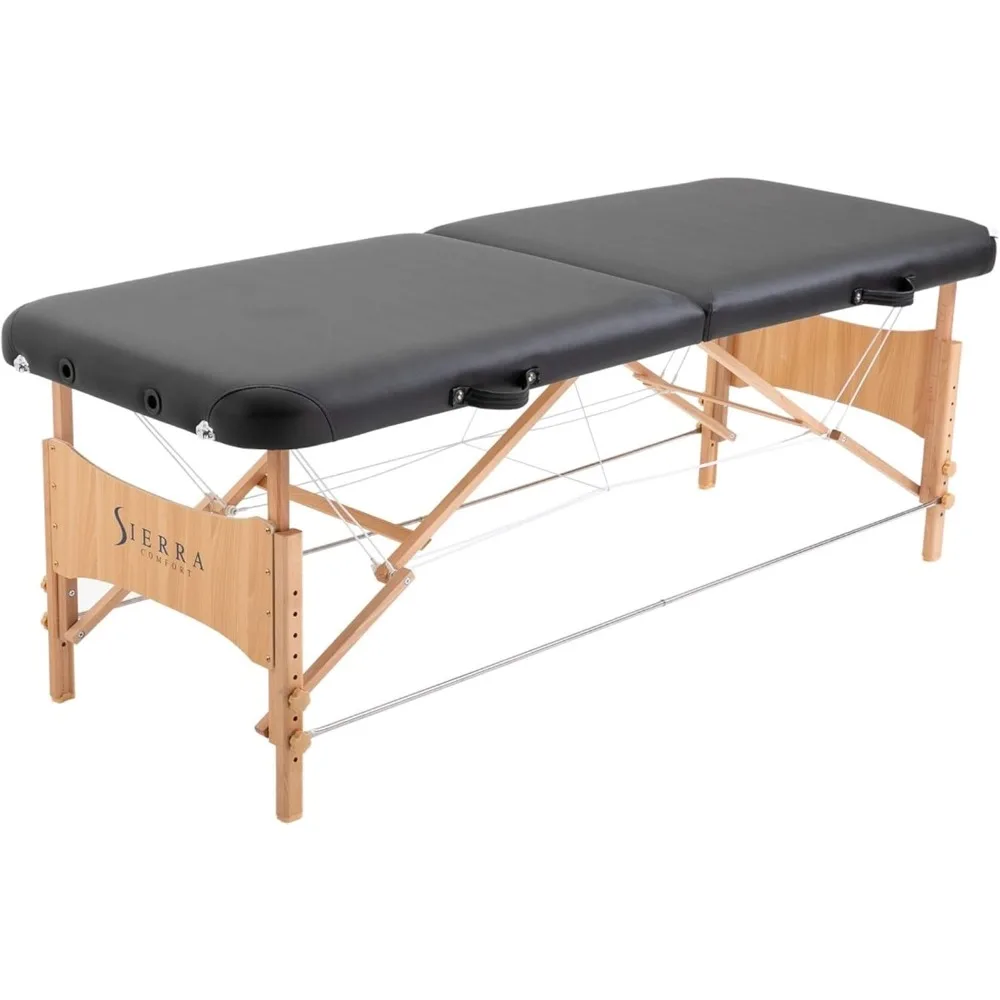 طاولة تدليك محمولة أساسية من سييرا كومفورت، باللون الأسود #2