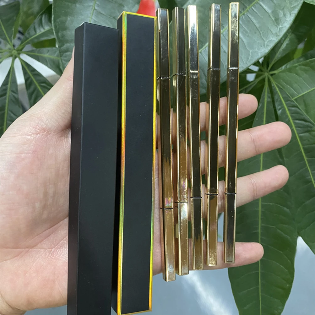 Matita Per Sopracciglia A Marchio Privato, 5 Colori, Tubo Dorato Rotante A Doppia Punta Con Pennello, Naturale, Lunga Durata, Resistente Al Sudore, Trucco Personalizzato