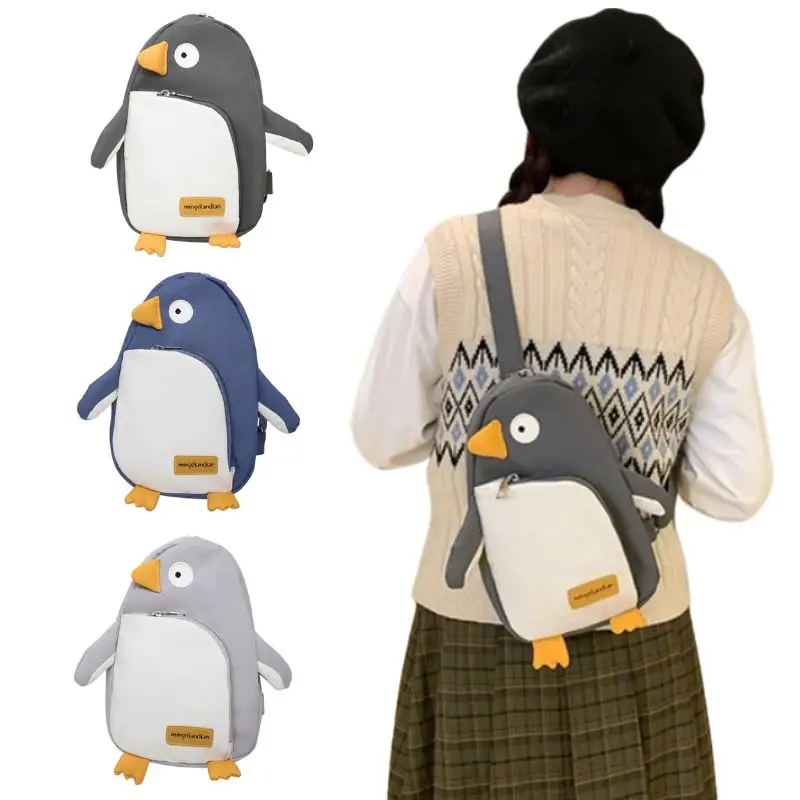 

Funny Penguin Face Sling Backpack Chest Bag Crossbody Shoulder Bag Gym Cycling Travel Hiking Daypack for Men Women