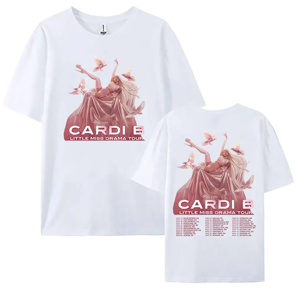 تي شيرت LittleMiss Drama Tour تي شيرت Cardi B Singer جرافيك مطبوع تي شيرت قطني بأكمام قصيرة فضفاض تي شيرت للجنسين ملابس الشارع الشهير للسيدات