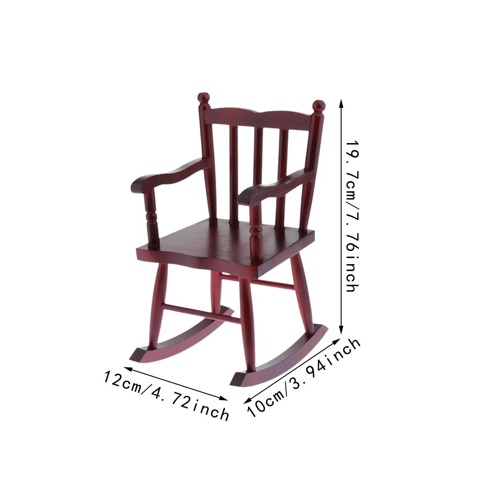 1:6 Scale Dollhouse Rocking Chair Handcraft DIY Model Wooden Dollhouse Chair for