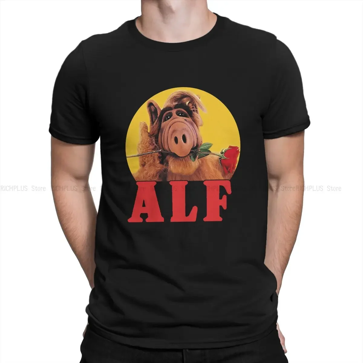 

ALF The Animated Series Creative TShirt for Men Rose Round Neck T Shirt Personalize Gift Clothes Tops