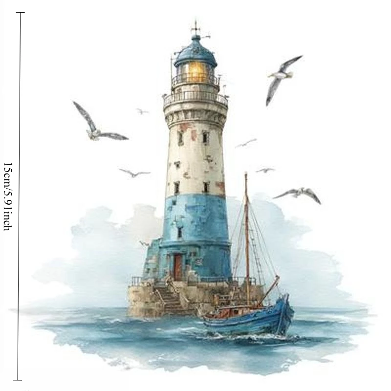 High-Clarity Double-Sided Color Decal – Scratch-Proof For Motorcycle Bumpers & Body – Rolled Lighthouse S Nautical/Marine Theme
