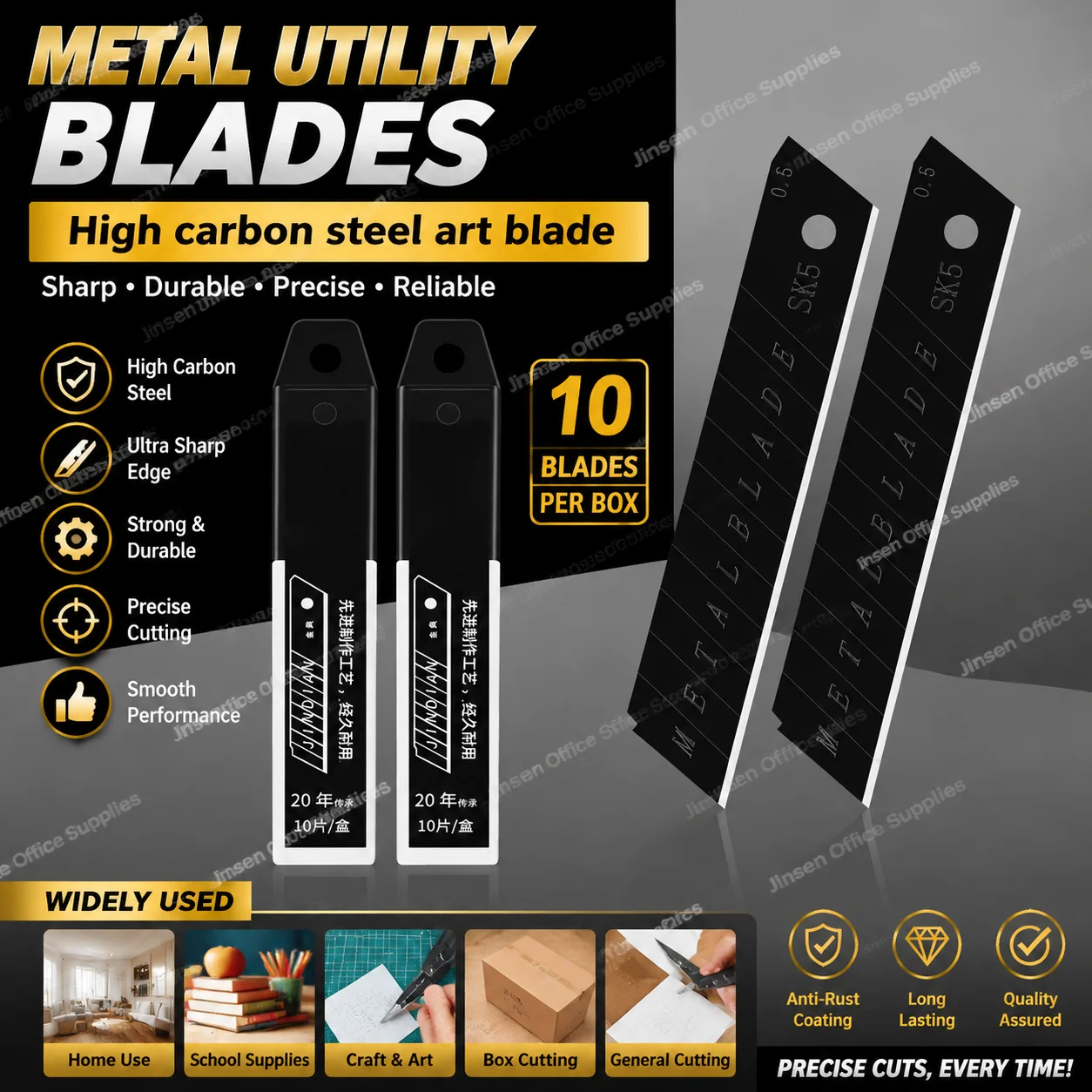 10 Blades Per Box, Metal Blades, Suitable For Household, School Supplies, Arts And Crafts, Paper Box Cutting, Practical Cutting