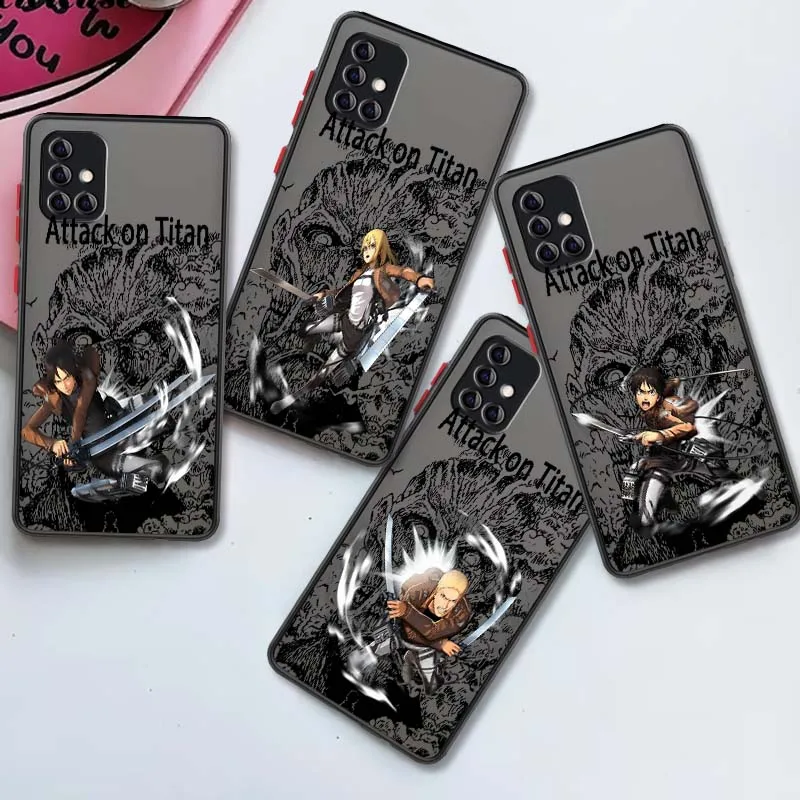 

Attack on Titan Fashion Anime For Samsung A73 A72 A71 A55 A54 A53 A52 A51 A35 A25 A15 A14 5G Frosted Translucent Phone Case