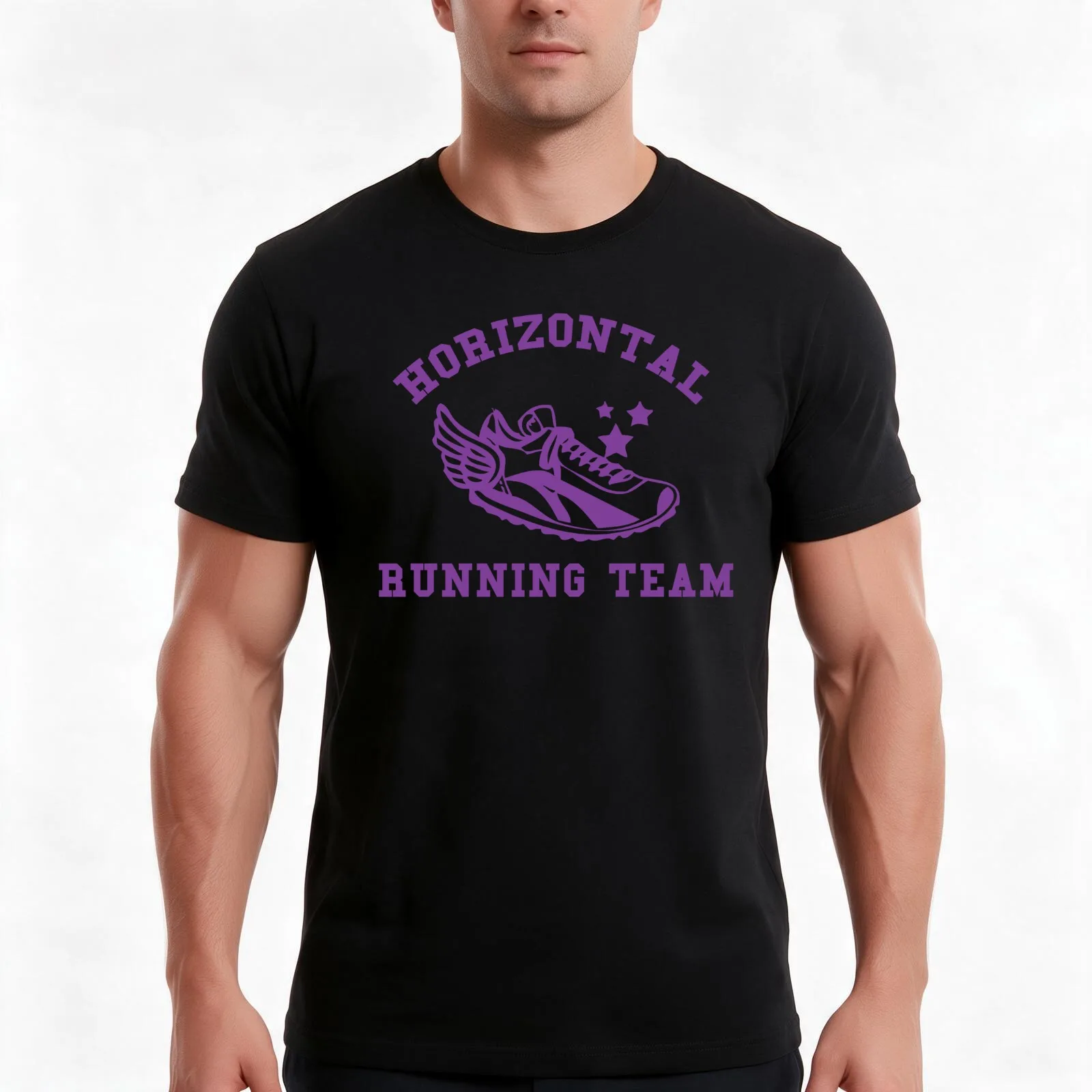 Horizontal Running Team T-Shirt, Summer Casual Cotton Tee, Oversized Streetwear Tops, Vintage Graphic Print, Unisex Men Women