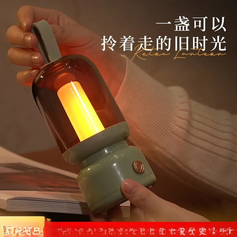 New Retro Portable Light Outdoor Camping Rechargeable Ambient Light Candlelight Ornament Birthday Gift Night Light