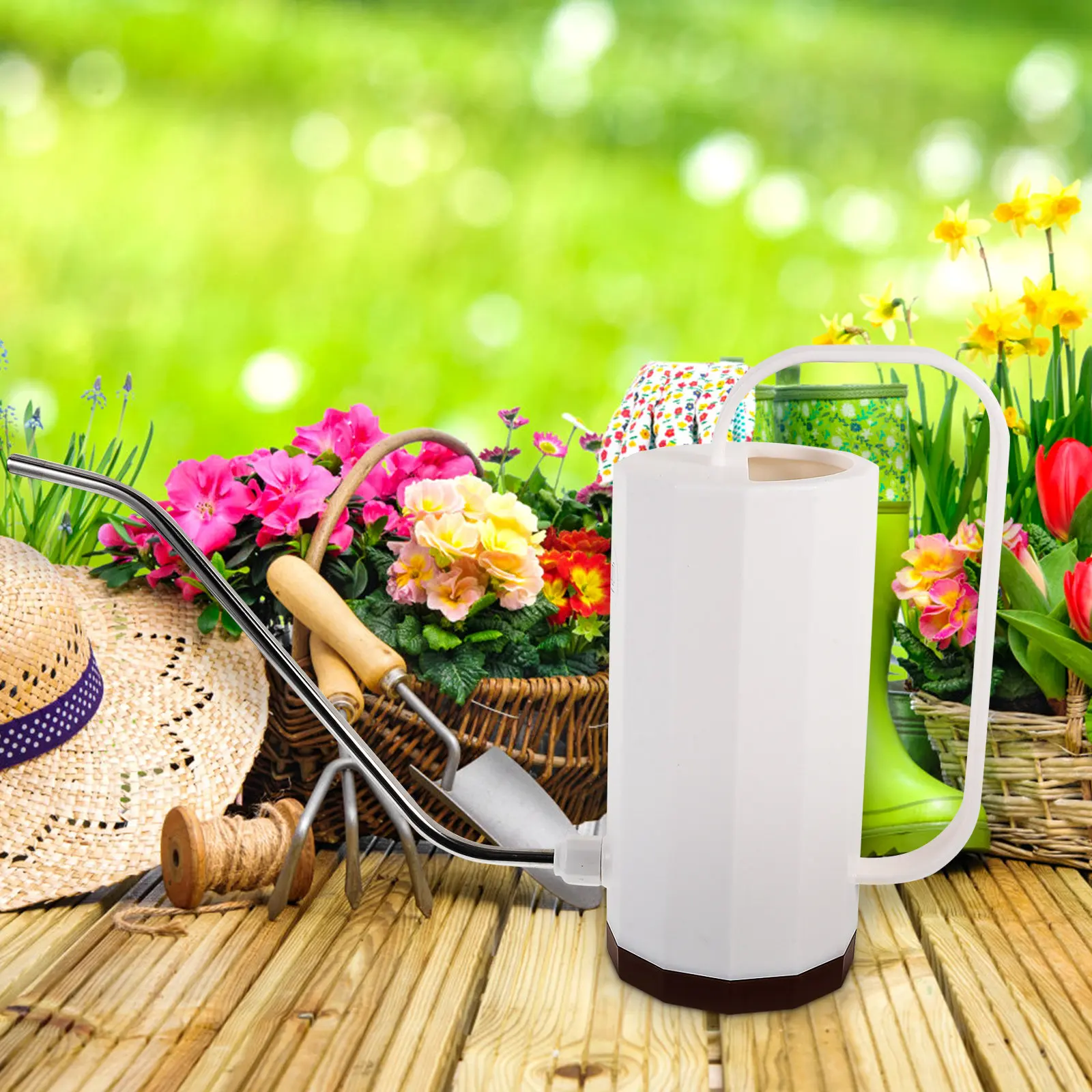 1200Ml S-Shaped Long-Spout Plastic Watering Kettle Premium Solid Construction Easy-Grip Handle Large Opening Geometric Stability