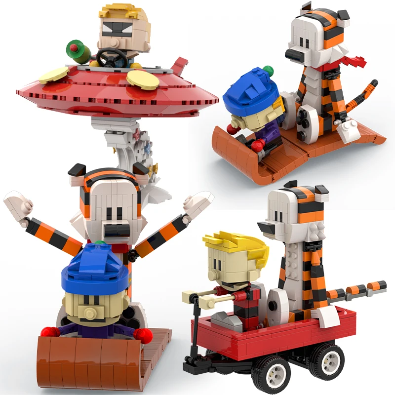 Juego de bloques de construcción MOC Calvined y Hobbes, modelo de ensamblaje de figuras de tigre y perro, juguete educativo para niños, regalo de Navidad